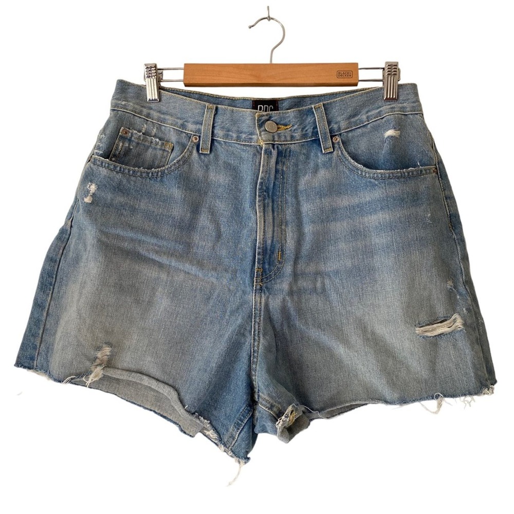 BDG Shorts Size 32 A Line Denim Cut Off Jean Shorts Blue Distressed Frayed Hem